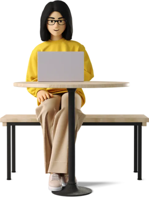 animation of woman using a laptop